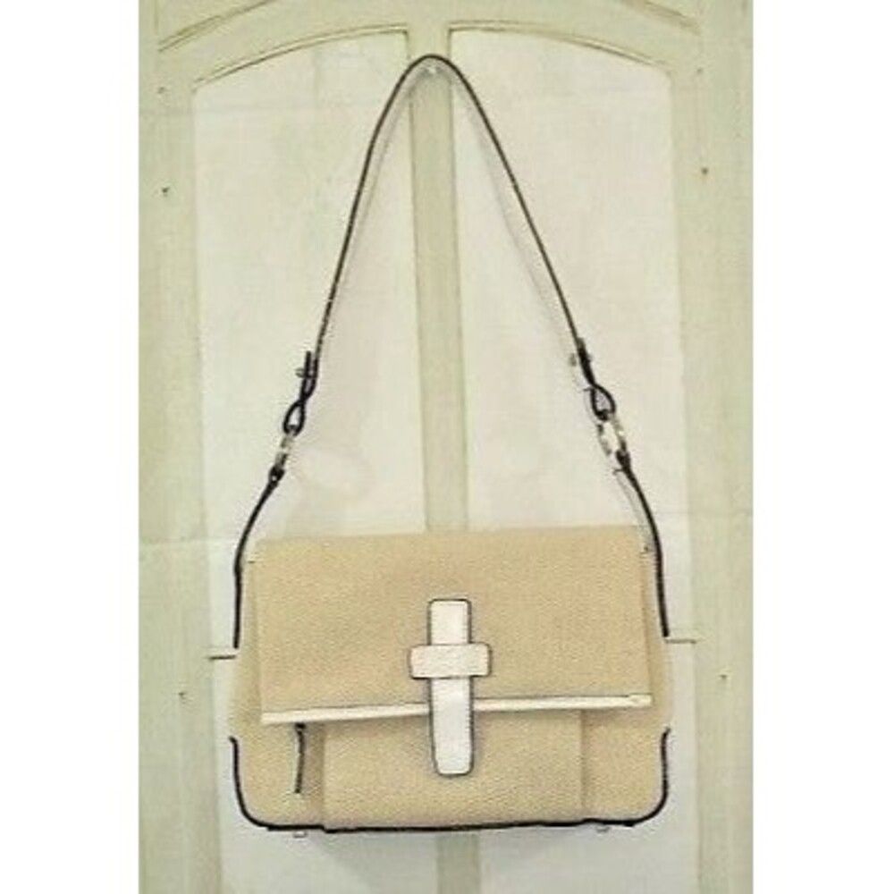 Stone Mountain Shoulder Bag Cream Canvas Leather Trim Purse Handbag NWOT - Picture 3 of 10